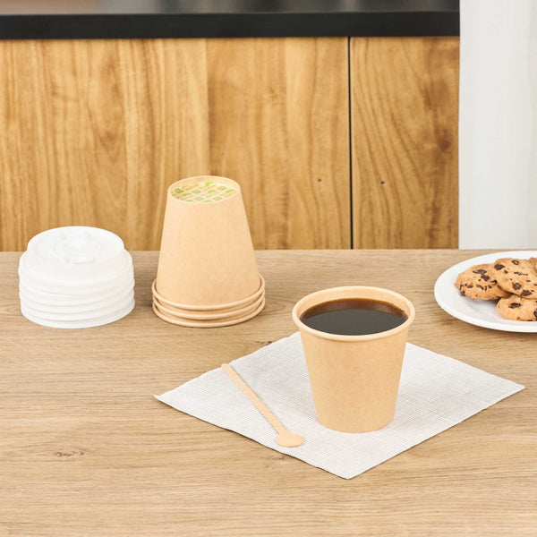 Restaurantware Chef 101 8 Oz Natural Paper Unbleached Coffee Cup - Single Wall - 3 1/2" X 3 1/2" X 3 1/4" - 1000 Count Box