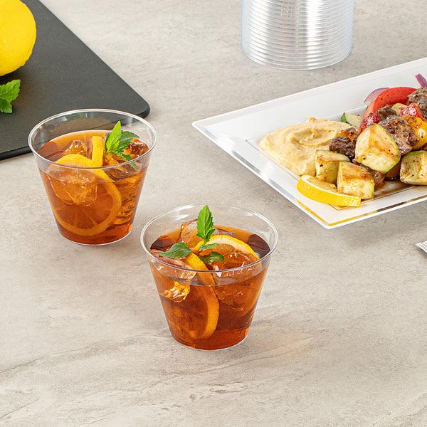 Restaurantware Chef 101 9 Oz Clear Plastic Tumbler - 3 1/2" X 3 1/2" X 2 3/4" - 500 Count Box