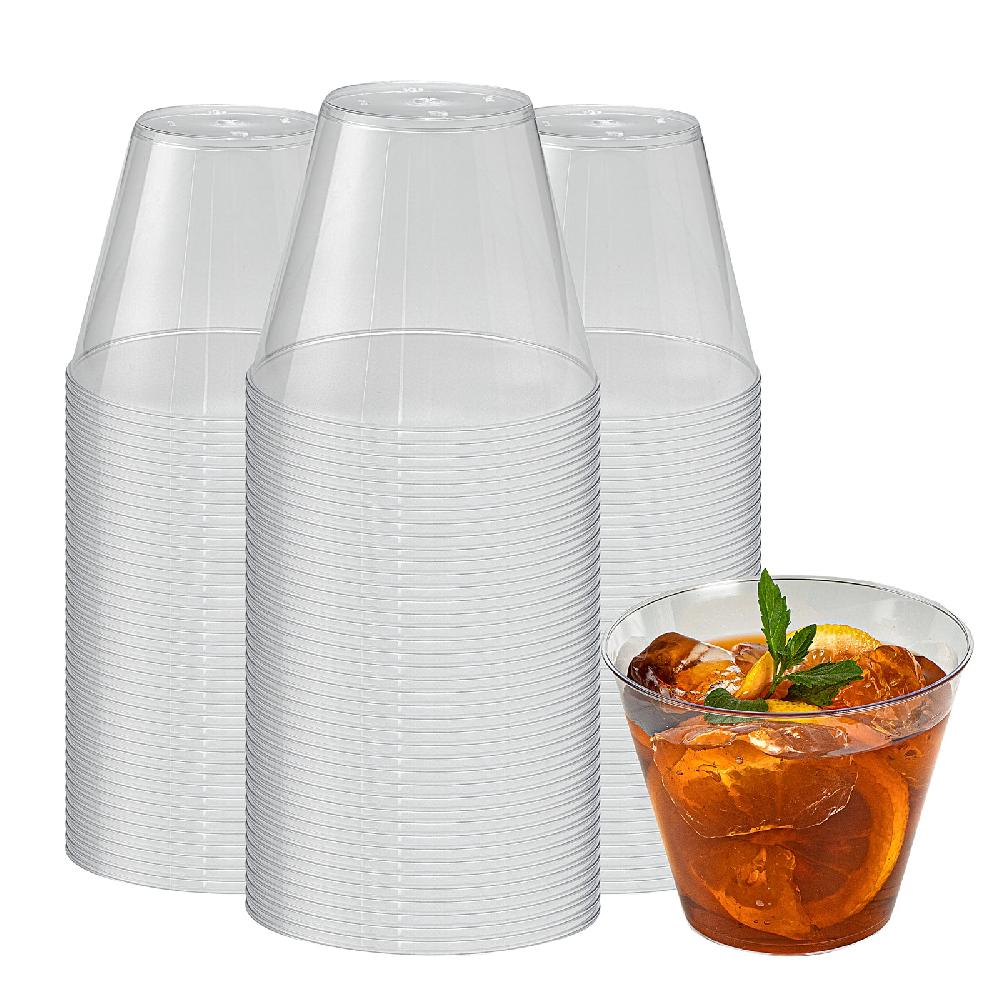 restaurantware Chef 101 9 oz Clear Plastic Tumbler - 3 1/2" x 3 1/2" x 2 3/4" - 500 count box