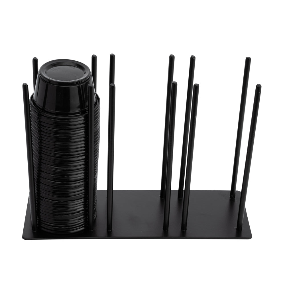 restaurantware Chef 101 Black Iron Horizontal Portion Cup / Lid Organizer - 3 Section - 8 1/4" x 3" x 6" - 1 count box