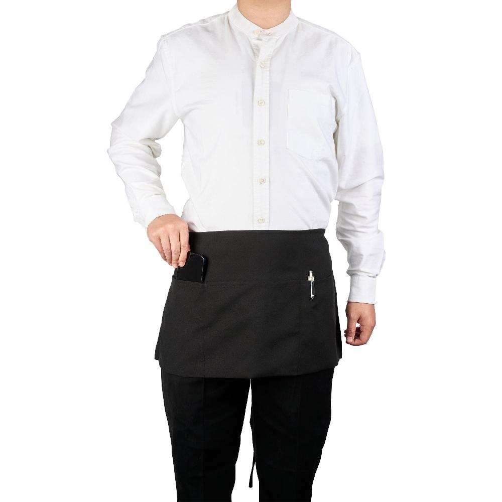 restaurantware Chef 101 Black Standard Waist Apron - with 3 Pockets - 24" x 12" - 100 count box