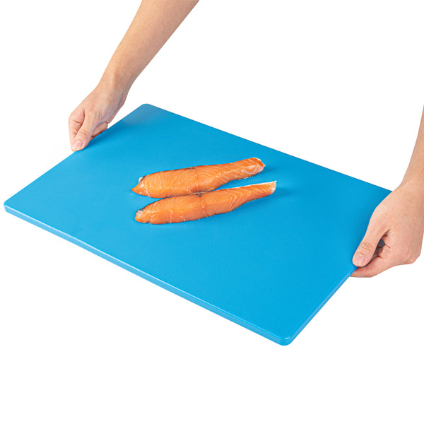 Restaurantware Chef 101 Blue Plastic Cutting Board - 18" X 12" - 10 Count Box