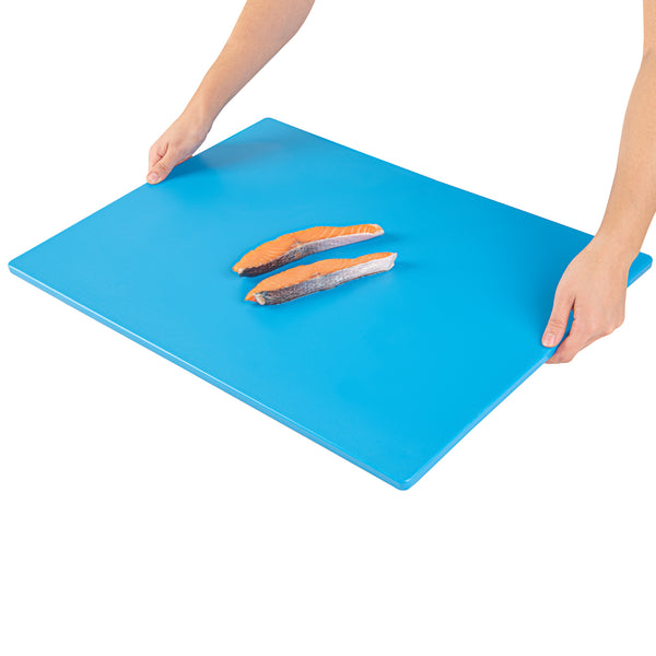 Restaurantware Chef 101 Blue Plastic Cutting Board - 24" X 18" - 10 Count Box
