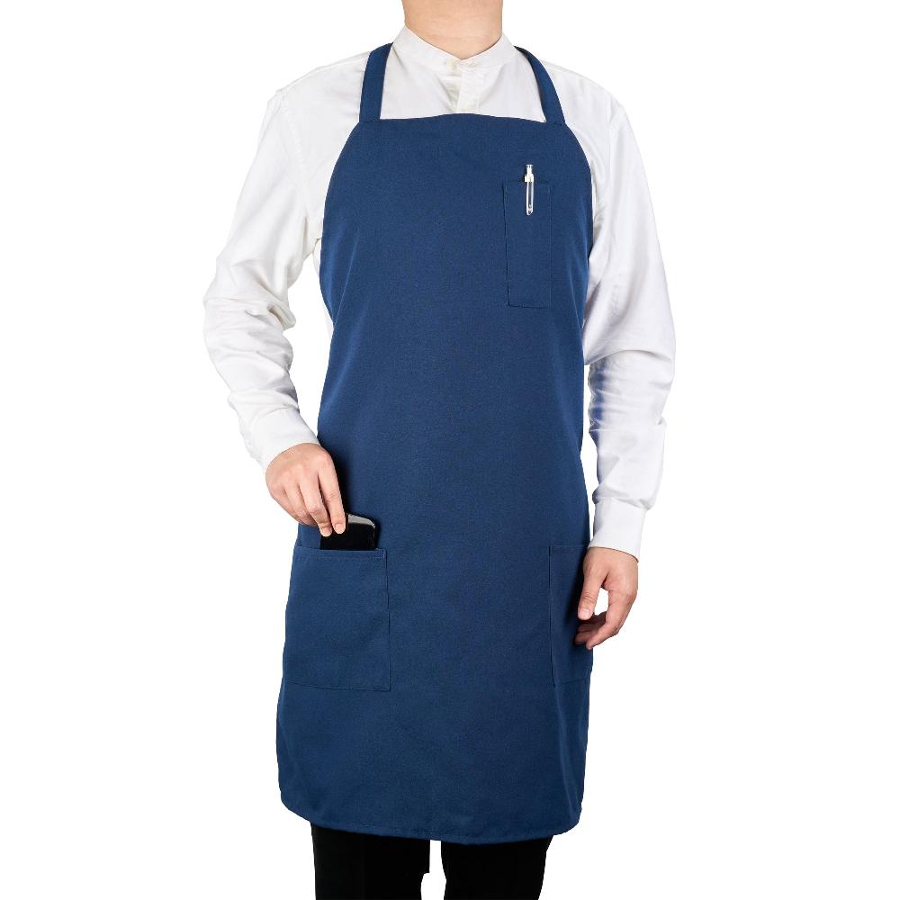 restaurantware Chef 101 Blue Standard Bib Apron - with 3 Pockets - 32 1/2'' x 27 1/2'' - 100 count box