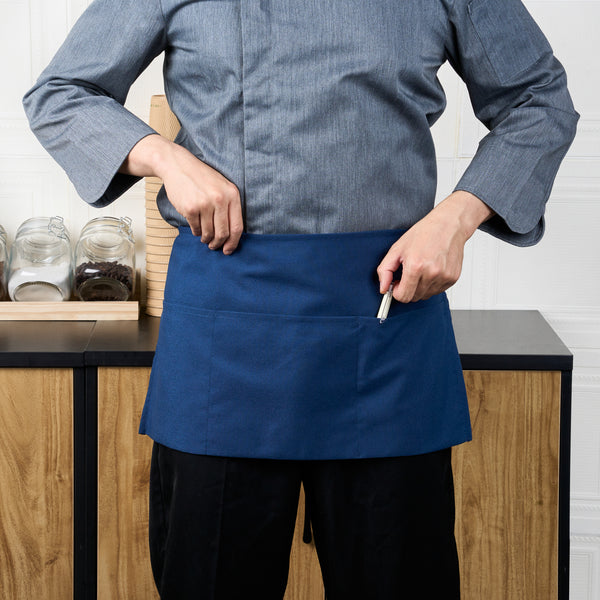 Restaurantware Chef 101 Blue Standard Waist Apron - With 3 Pockets - 24" X 12" - 100 Count Box