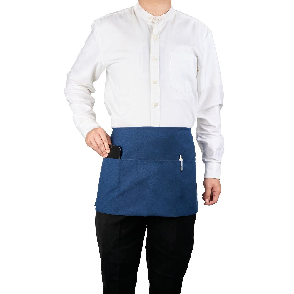restaurantware Chef 101 Blue Standard Waist Apron - with 3 Pockets - 24" x 12" - 100 count box