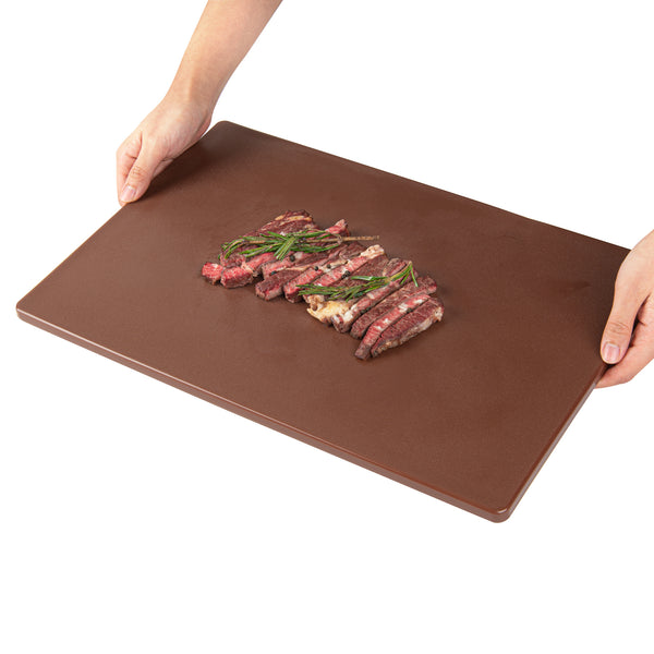Restaurantware Chef 101 Brown Plastic Cutting Board - 18" X 12" - 10 Count Box
