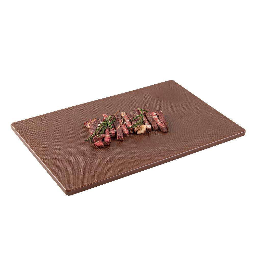 restaurantware Chef 101 Brown Plastic Cutting Board - 18" x 12" - 10 count box