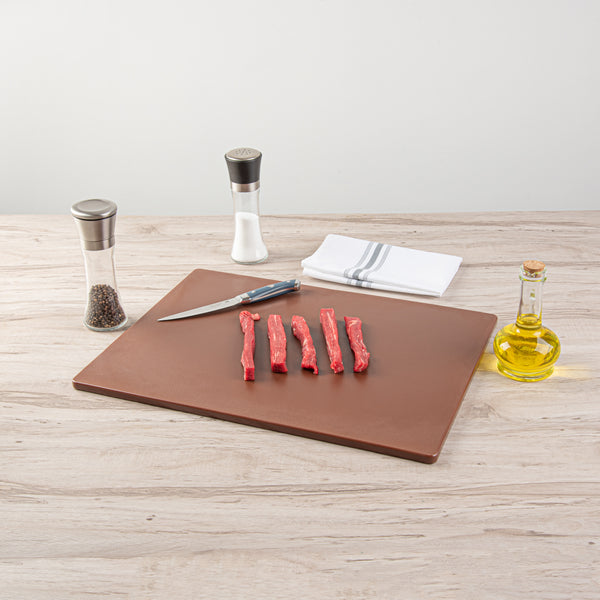 Restaurantware Chef 101 Brown Plastic Cutting Board - 20" X 15" - 10 Count Box