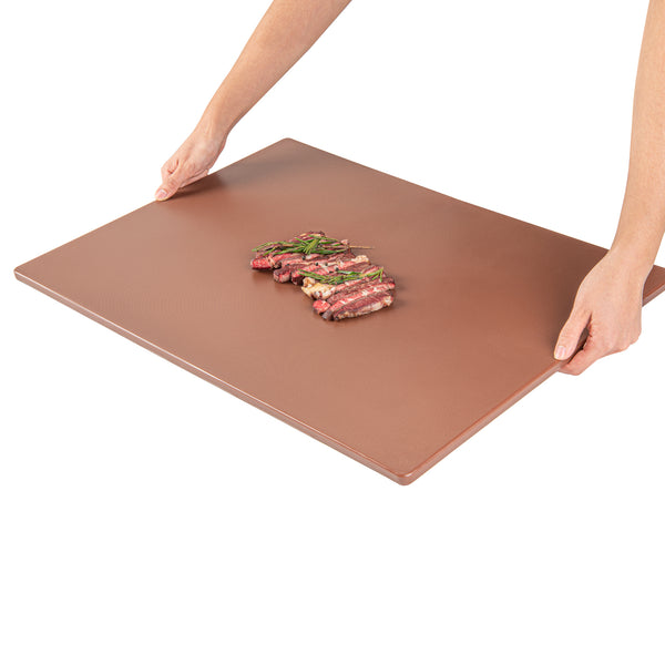 Restaurantware Chef 101 Brown Plastic Cutting Board - 24" X 18" - 10 Count Box