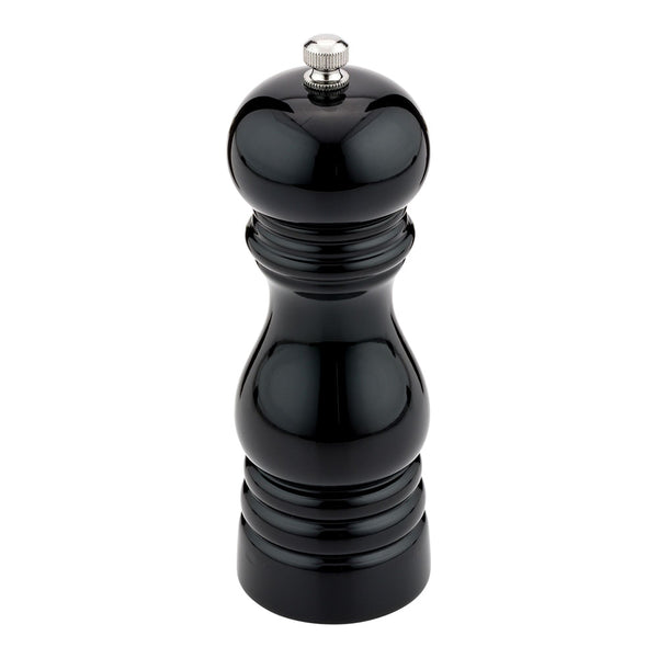 Restaurantware Chef 101 Classic French Black Wood Pepper Mill - High Gloss - 2" X 2" X 6" - 1 Count Box