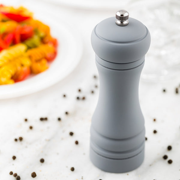 Restaurantware Chef 101 Classic French Gray Wood Pepper Mill - Soft Touch - 2" X 2" X 6" - 1 Count Box