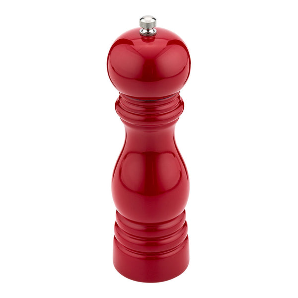 Restaurantware Chef 101 Classic French Red Wood Pepper Mill - High Gloss - 2 1/4" X 2 1/4" X 7 1/2" - 1 Count Box