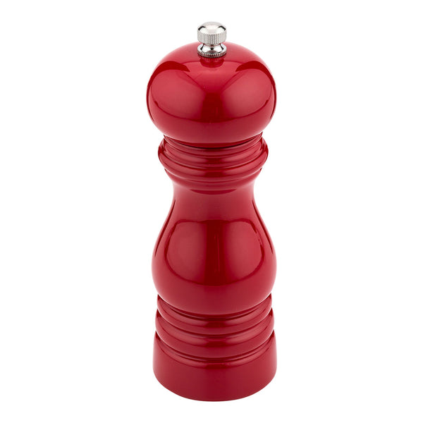 Restaurantware Chef 101 Classic French Red Wood Pepper Mill - High Gloss - 2" X 2" X 6" - 1 Count Box