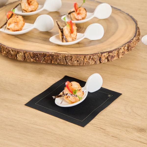 Restaurantware Chef 101 Fish White Porcelain Spoon - 4" X 1 1/2" X 1 1/4" - 10 Count Box