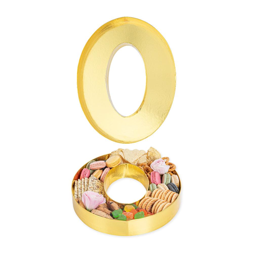 restaurantware Chef 101 Gold Paper Charcuterie Fillable Number 0 Tray - 12" x 10" x 1 1/2" - 1 count box