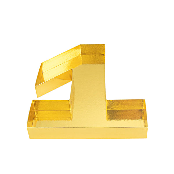 Restaurantware Chef 101 Gold Paper Charcuterie Fillable Number 1 Tray - 12" X 10" X 1 1/2" - 1 Count Box