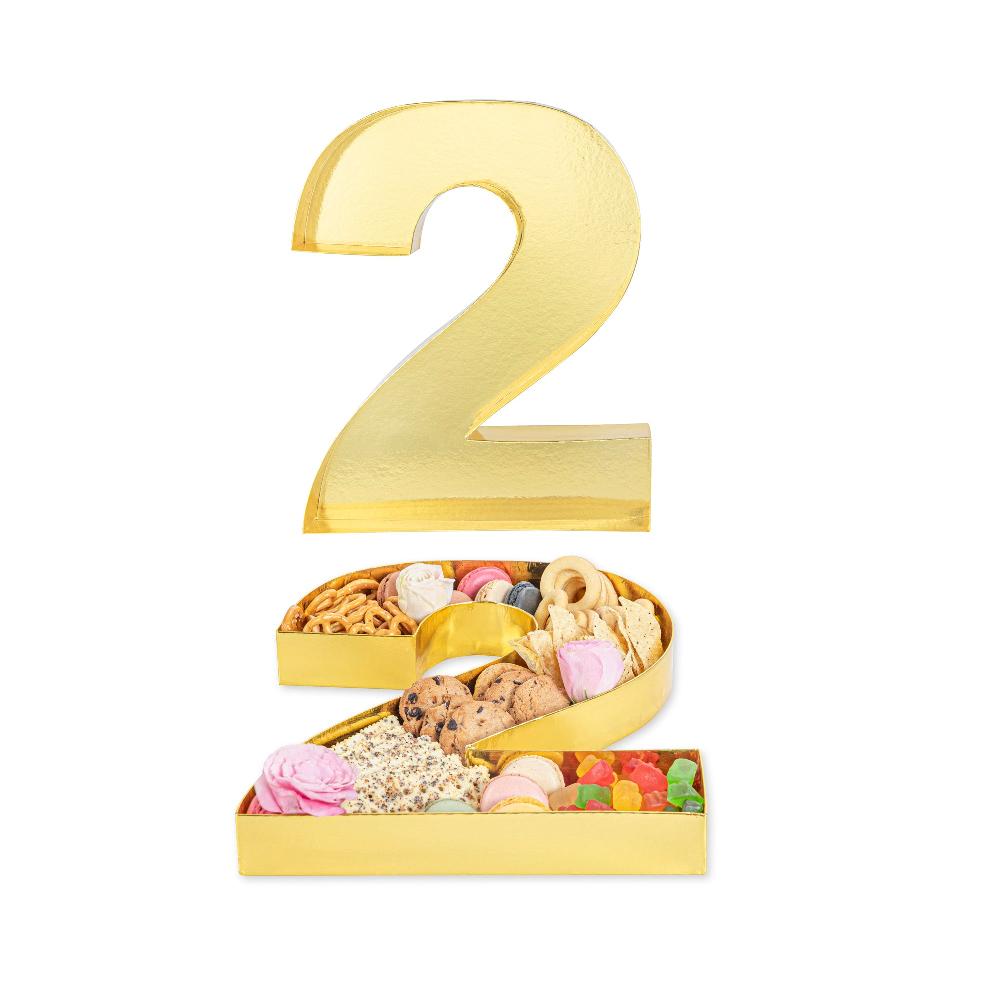 restaurantware Chef 101 Gold Paper Charcuterie Fillable Number 2 Tray - 12" x 10" x 1 1/2" - 1 count box