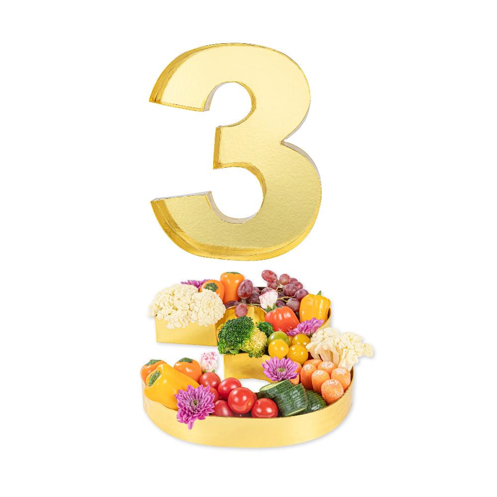 restaurantware Chef 101 Gold Paper Charcuterie Fillable Number 3 - 12" x 10" x 1 1/2" - 1 count box