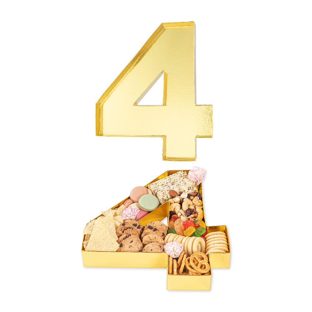 restaurantware Chef 101 Gold Paper Charcuterie Fillable Number 4 Tray - 12" x 10" x 1 1/2" - 1 count box