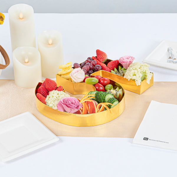 Restaurantware Chef 101 Gold Paper Charcuterie Fillable Number 5 Tray - 12" X 10" X 1 1/2" - 1 Count Box