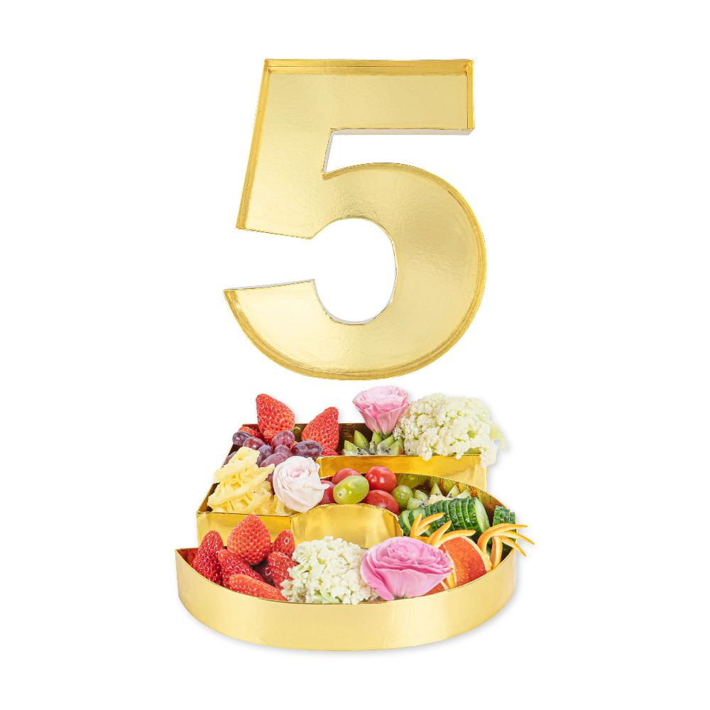 restaurantware Chef 101 Gold Paper Charcuterie Fillable Number 5 Tray - 12" x 10" x 1 1/2" - 1 count box