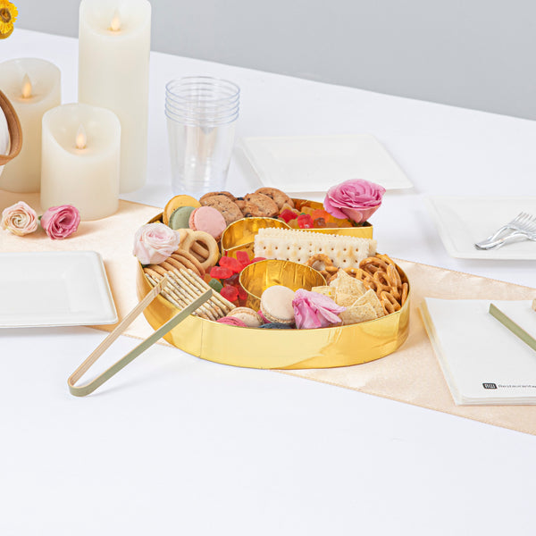 Restaurantware Chef 101 Gold Paper Charcuterie Fillable Number 6 Tray - 12" X 10" X 1 1/2" - 1 Count Box