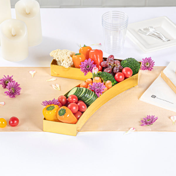 Restaurantware Chef 101 Gold Paper Charcuterie Fillable Number 7 Tray - 12" X 10" X 1 1/2" - 1 Count Box