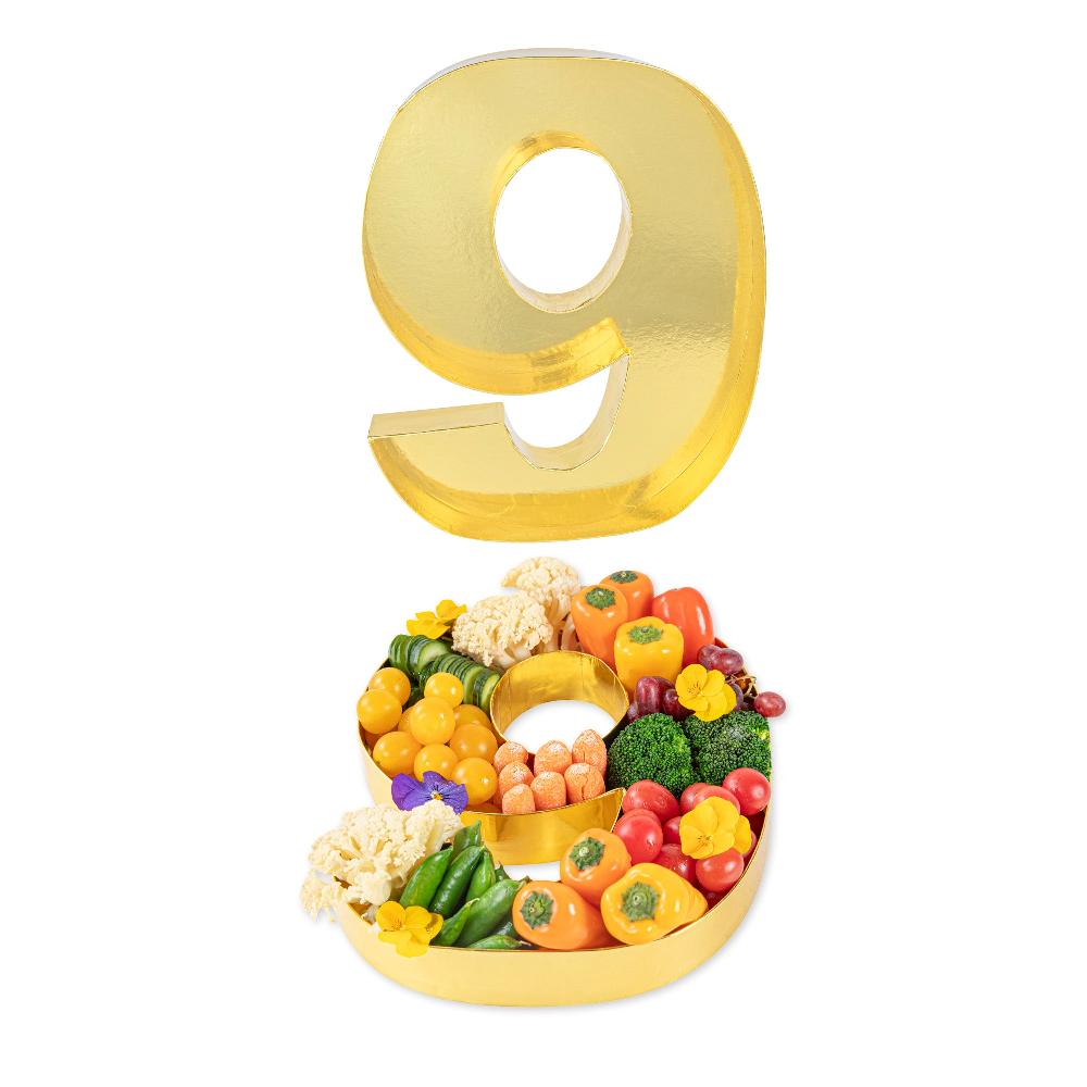 restaurantware Chef 101 Gold Paper Charcuterie Fillable Number 9 Tray - 12" x 10" x 1 1/2" - 1 count box