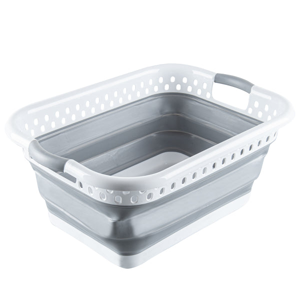 Restaurantware Chef 101 Gray Plastic Collapsible Storage Container - 21" X 15 1/2" X 8 3/4" - 1 Count Box