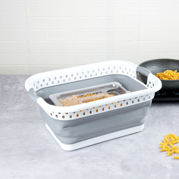 Restaurantware Chef 101 Gray Plastic Collapsible Storage Container - 21" X 15 1/2" X 8 3/4" - 1 Count Box