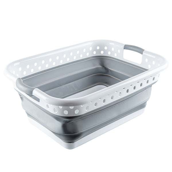 Restaurantware Chef 101 Gray Plastic Collapsible Storage Container - 24" X 17 1/4" X 9 3/4" - 1 Count Box