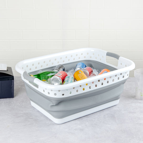 Restaurantware Chef 101 Gray Plastic Collapsible Storage Container - 24" X 17 1/4" X 9 3/4" - 1 Count Box