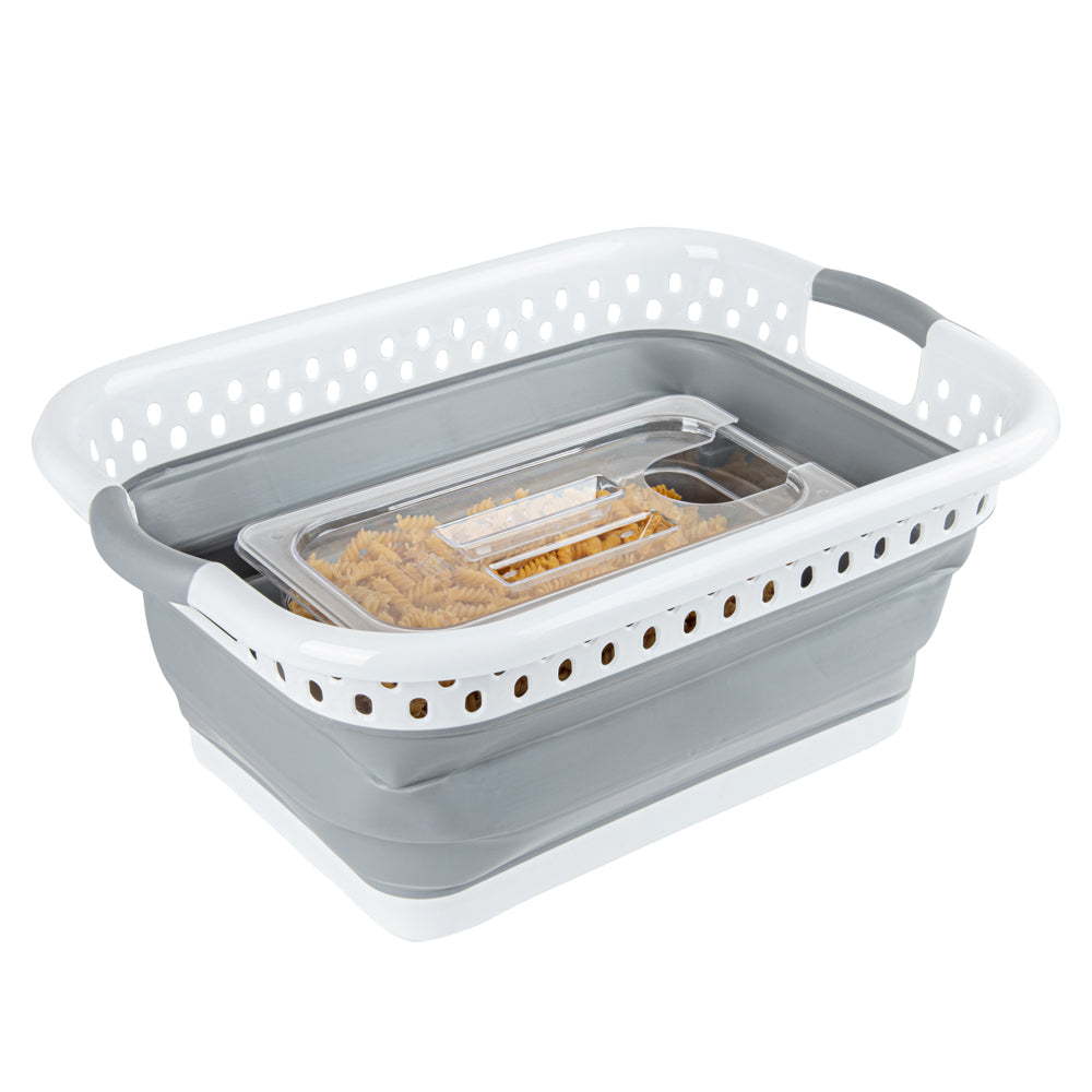 restaurantware Chef 101 Gray Plastic Collapsible Storage Container - 21" x 15 1/2" x 8 3/4" - 1 count box