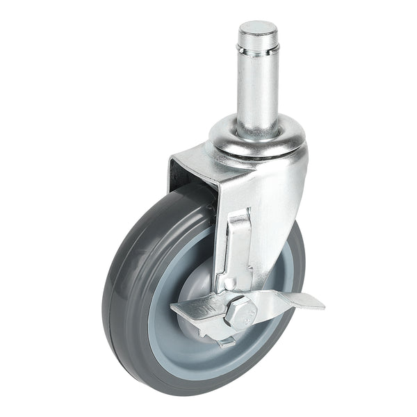Restaurantware Chef 101 Gray Shelf Kit Swivel Stem Caster - With Brakes - 5" - 4 Count Box
