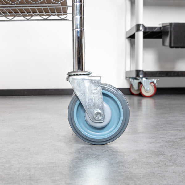 Restaurantware Chef 101 Gray Shelf Kit Swivel Stem Caster - With Brakes - 5" - 4 Count Box