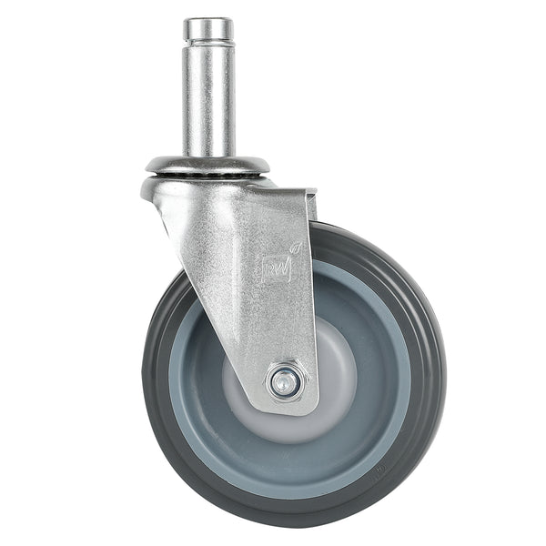 Restaurantware Chef 101 Gray Shelf Kit Swivel Stem Caster - With Brakes - 5" - 4 Count Box