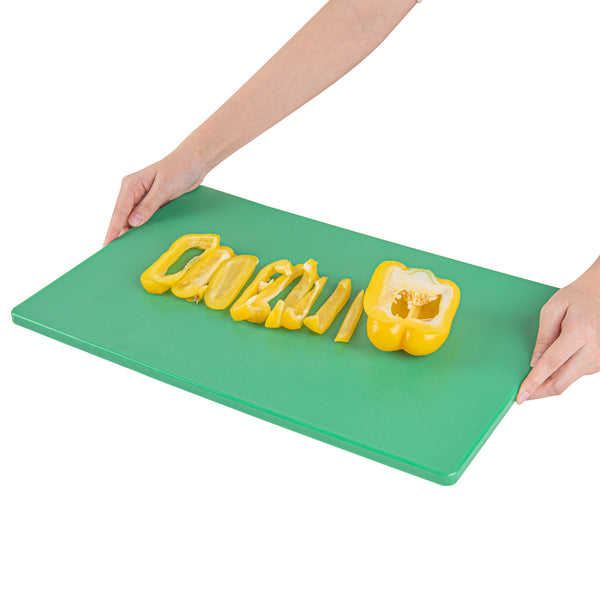 Restaurantware Chef 101 Green Plastic Cutting Board - 18" X 12" - 10 Count Box