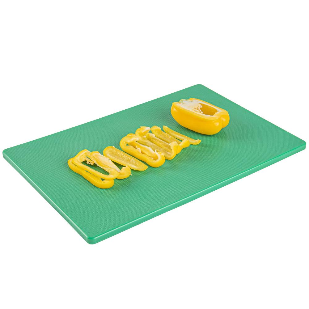 restaurantware Chef 101 Green Plastic Cutting Board - 18" x 12" - 10 count box