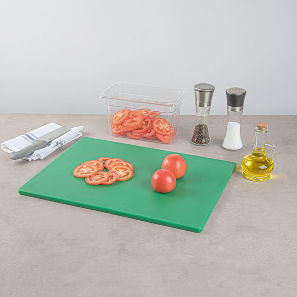 Restaurantware Chef 101 Green Plastic Cutting Board - 20" X 15" - 10 Count Box
