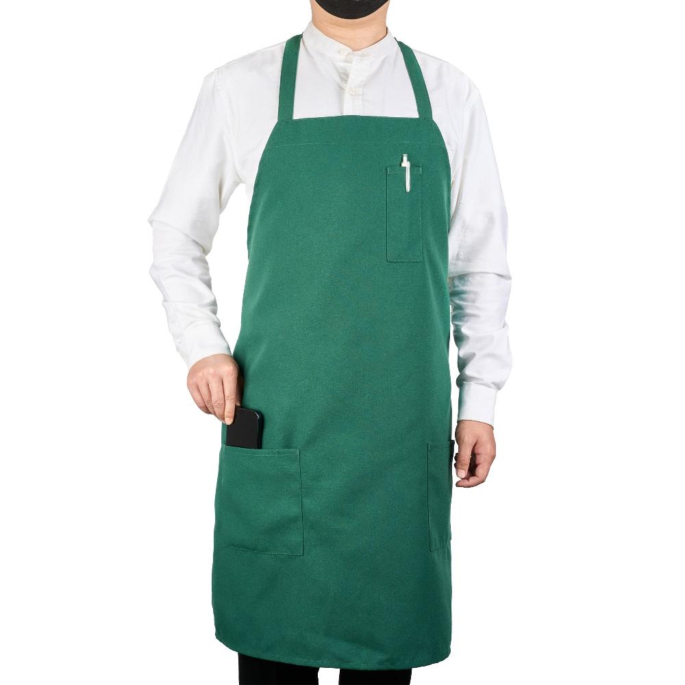 restaurantware Chef 101 Green Standard Bib Apron - with 3 Pockets - 32 1/2'' x 27 1/2'' - 100 count box