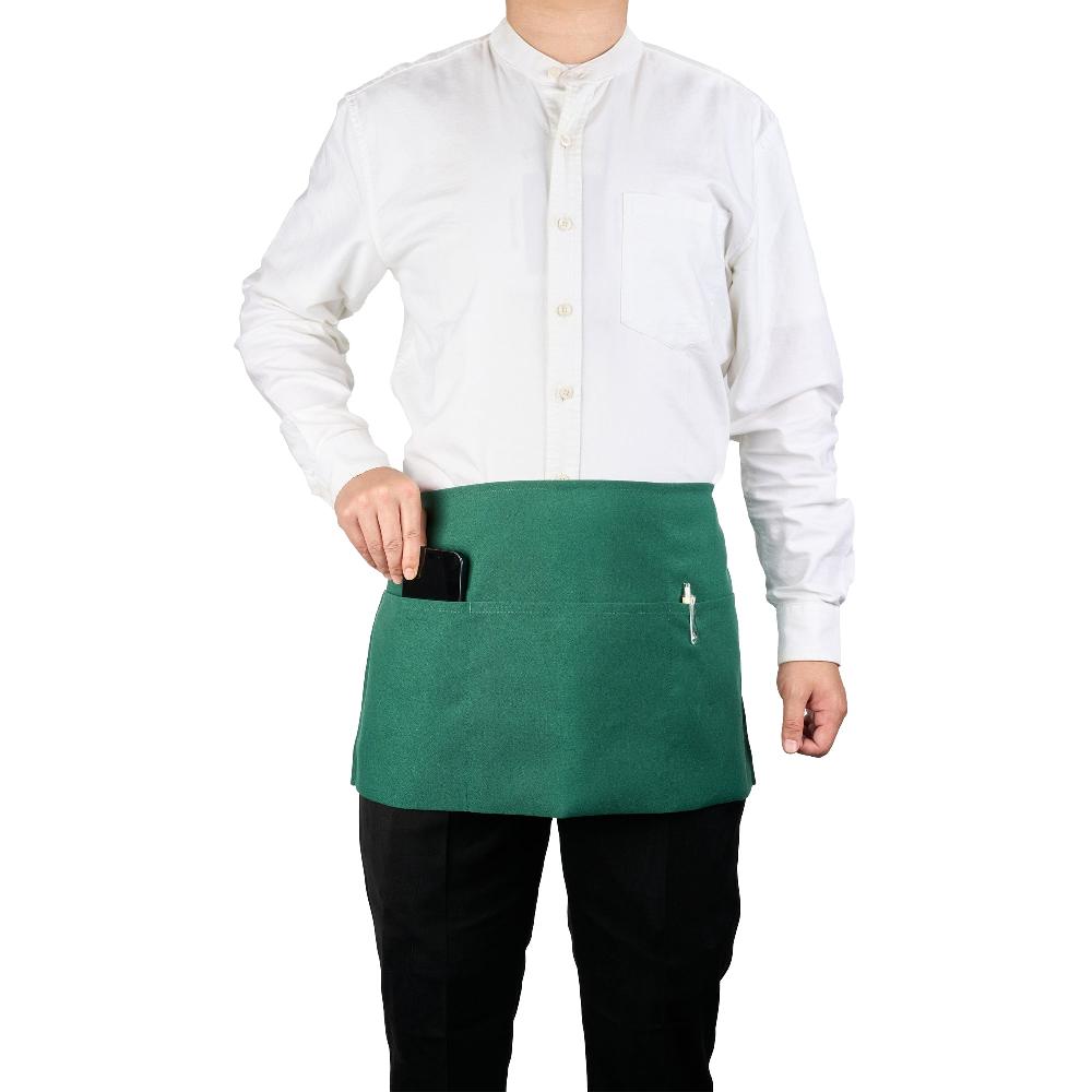 restaurantware Chef 101 Green Standard Waist Apron - with 3 Pockets - 24" x 12" - 100 count box