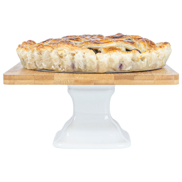 Restaurantware Chef 101 Hamptons Square Bamboo Serving Stand - With Porcelain Base - 8" X 8" X 4" - 1 Count Box