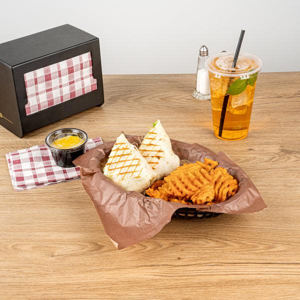Restaurantware Chef 101 Oval Black Plastic Fast Food Serving Basket - 10 1/4" X 6 3/4" X 2" - 100 Count Box