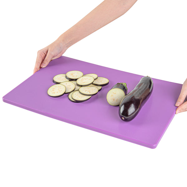 Restaurantware Chef 101 Purple Plastic Cutting Board - 18" X 12" - 10 Count Box