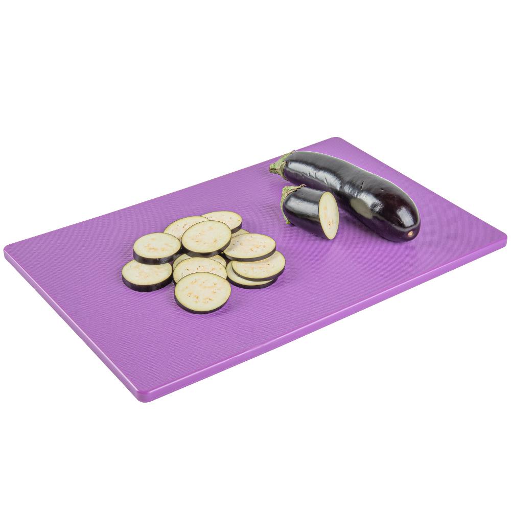 restaurantware Chef 101 Purple Plastic Cutting Board - 18" x 12" - 10 count box