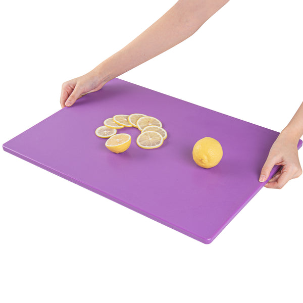 Restaurantware Chef 101 Purple Plastic Cutting Board - 20" X 15" - 10 Count Box