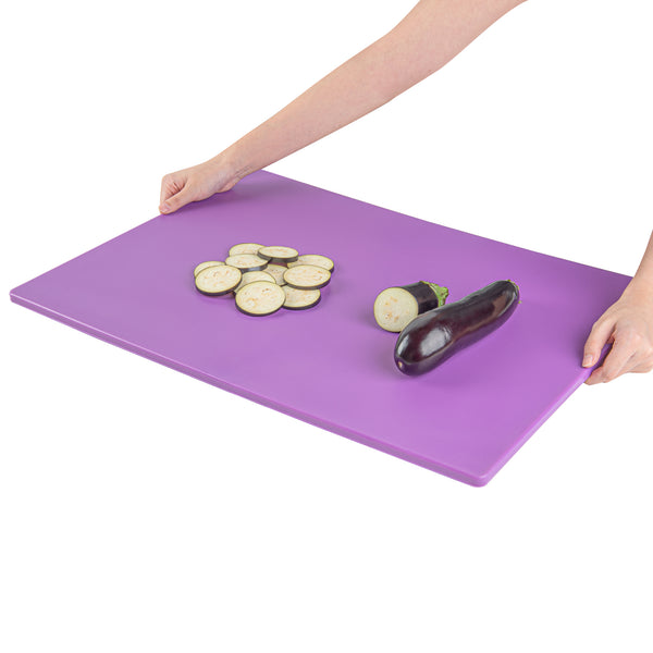 Restaurantware Chef 101 Purple Plastic Cutting Board - 24" X 18" - 10 Count Box