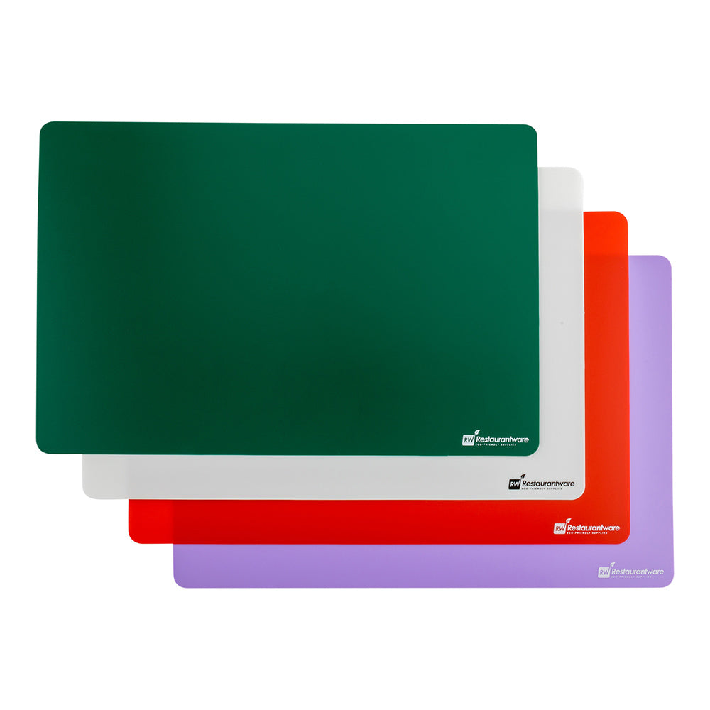 restaurantware Chef 101 Rectangle Assorted Plastic Flexible Cutting Board / Chopping Mat Set - Includes 4 Mats - 18" x 12" - 1 count box