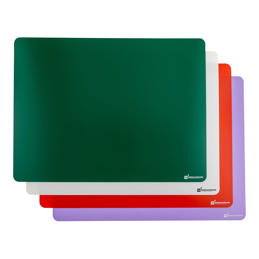 restaurantware Chef 101 Rectangle Assorted Plastic Flexible Cutting Board / Chopping Mat Set - Includes 4 Mats - 24" x 18" - 1 count box
